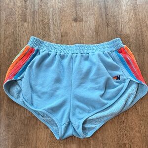 Light Blue Aviator Nation with Rainbow Stripe Detail EUC
